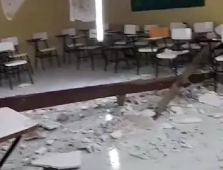 Teto de sala de aula desaba em escola pública no interior do RN