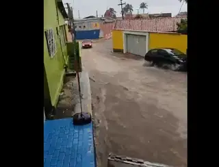 VÍDEO: Ladeira é tomada por correnteza e árvore cai após chuvas em Pipa