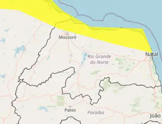 Inmet publica alerta amarelo de chuvas intensas em 32 cidades do litoral potiguar; veja lista