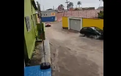 VÍDEO: Ladeira é tomada por correnteza e árvore cai após chuvas em Pipa